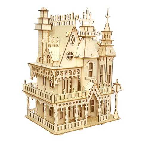 3D Puzzle House, Pre-Cut Dream Villa Model Kit DIY Miniature Dolls House