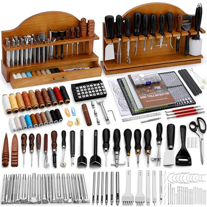 BUTUZE Leather Tools, Leather Crafting Kit with Leather Tool Rack