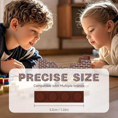 200PCS Classic Wall Building Bricks 1x4 Brown Color, Compatible with Lego Part, ABS material, Creative Building Sets for Home, School & DIY STEM Projects, Construction Toy for Kid Age 6 7 8 9 10 11 12 - color: Brown 200pcs