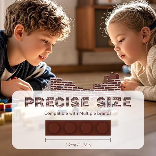 40PCS Classic Wall Building Bricks 1x4 Brown Color, Compatible with Lego Part, ABS Material, Creative Building Sets for Home, School & DIY STEM Projects, Construction Toy for Kid Age 6 7 8 9 10 11 12 - color: Brown 40pcs