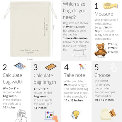 PALTERWEAR 100% Cotton Drawstring Bags 10‑Pack 5x7 Lightweight 70 GSM Muslin Pouch Set | Reusable Gift, Craft, Pantry, Travel Storage | Double Drawstring (Natural Beige, 5 x 7 Inches) - size: 5 x 7 Inches