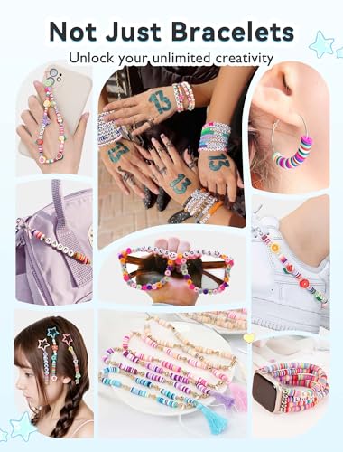 ARTDOT 5342 PCS Clay Beads for Friendship Bracelets Making Kit, 24 Rainbow Colors Jewelry Making Supplies Heishi Beads with Elastic String and Organizer Gifts