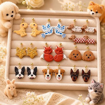 12 Pcs Animal Polymer Clay Cutters Set - Dinosaur, Bird, Fox & Dog Shaped Clay Cutters for Polymer Clay Jewelry Making, Gift for Animal Lovers，Women，Friendship - color: Dachshund
