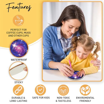8 pcs Diamond Painting Coasters | Diamond Art Coasters | Galaxy and Nebula Diamond Art Painting | Perfect Art Craft Gift for Galaxy Lover, Dad, Mom, Grandparents, Brother, Sister. - color: Galaxy