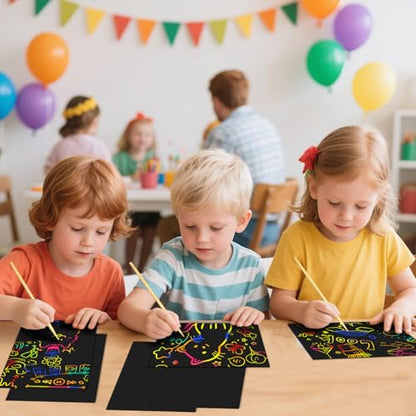 Cityrosy Rainbow Scratch Art Paper Sets Arts Crafts Supplies for Kid160 Pcs - color: Rainbow（S-160pcs）