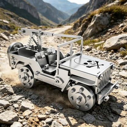 3D Metal Puzzle Mechanical Model Car Kit Stainless Steel Silver - color: D04-car Silver