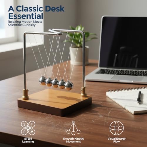 Newton's Cradle Physics Demonstrator, 5 Steel Balls