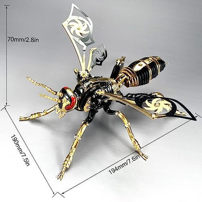 3D Metal Puzzles for Adults Mechanical Wasp Model Kits Building Blocks the Northern Giant Hornet Difficult DIY Assembly for Men - style: 3D Metal Wasp-Black Gold