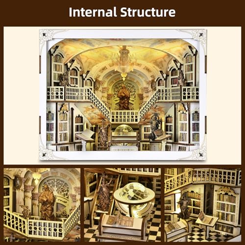 DIY Book Nook Kit, Library of Gods Max Miniature Dollhouse Kit with LED - color: Library of Gods Max