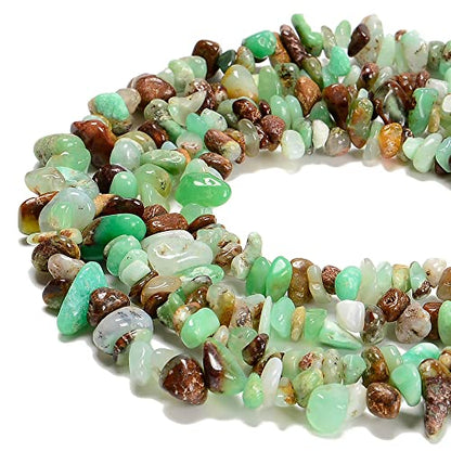 7-8mm Natural Chrysoprase Australia Jade Gemstone Chips Healing Gravel Bracelets Necklace Kit Irregular Tumble Stone Beads DIY Crafts Design Jewelry Making 32" - color: Chrysoprase Australia Jade