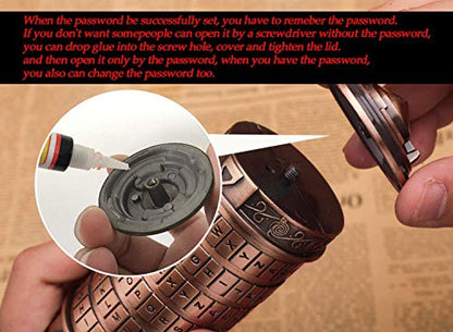 Cryptex Da Vinci Code Mini Cryptex Lock Puzzle Boxes with Special Compartments Anniversary Valentine's Day Romantic Birthday Gifts for Her Gifts for Girlfriend Box for Men - color: Copper