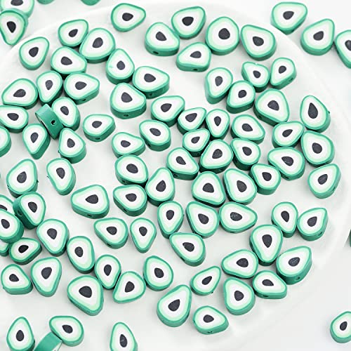 100pcs Green Avocado Polymer Clay Spacer Beads for Women Jewelry Making DIY Bracelet Necklace Hair Clip Accessories (Avocado) - color: Avocado