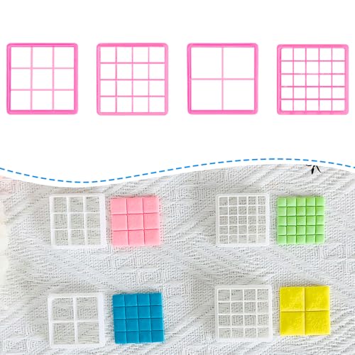 Xaekicr Grid Square Polymer Clay Cutters Set – 4PCS Geometric Clay Cutters for DIY Jewelry Making, Clay Tools for Polymer Clay Molds and Earring Projects - color: L color