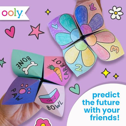 Ooly DIY Origami Fortune Teller Kit, Cootie Catcher, 24 Designs & Stickers - color: Fortune Tellers Kit