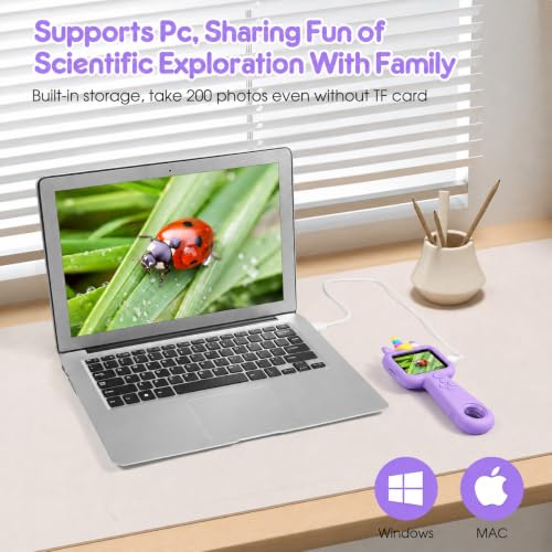 2.4" Screen Kids Microscope, 4K Handheld Digital Microscope - color: Purple