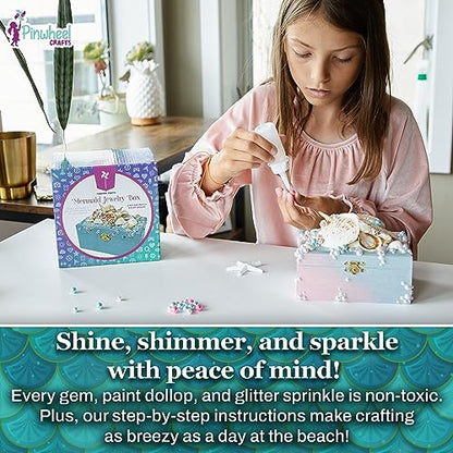 Pinwheel Crafts Mermaid DIY Jewelry Box Kit for Girls Ages 6+ with 530 Pcs - style: Mermaid Jewelry Box-530 Pcs