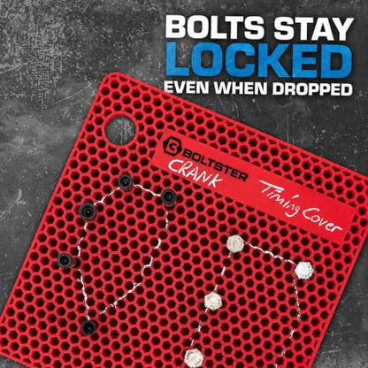 Boltster Original Silicone Fastener Organizer Tray, Bolt and Screw Holder for Mechanics, Automotive, Industrial and DIY Projects, Heat and Chemical Resistant, Red - color: Red