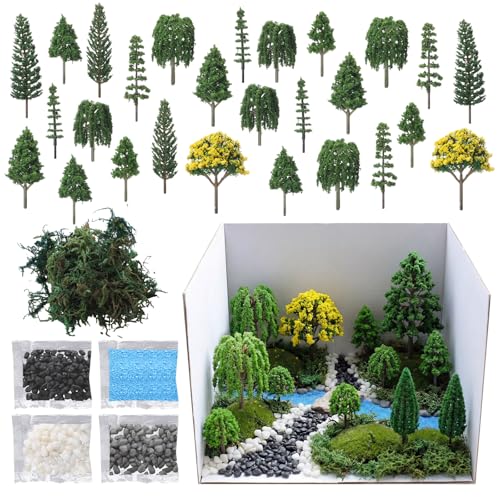 MiniInflat 34 Pcs Diorama Supplies Kit Scenery Project Set