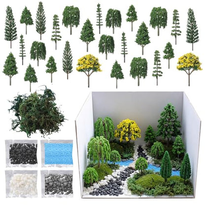 MiniInflat 34 Pcs Diorama Supplies Kit Scenery Project Set