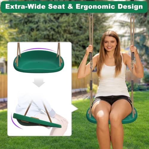 2 Pack Heavy Duty Swing Seat for Kids Adults Green Anti Slip Wider Seat - color: Green Wider Seat & U-shape Swing Seats