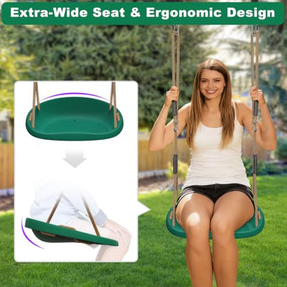 2 Pack Heavy Duty Swing Seat for Kids Adults Green Anti Slip Wider Seat - color: Green Wider Seat & U-shape Swing Seats