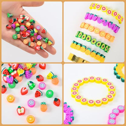 600pcs Polymer Clay Beads Bracelet Making Kit, Assorted Fruit Beads - color: 2#Fruit
