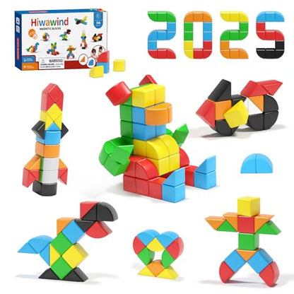 Hiwawind 104 PCS Magneitc Blocks Toddler Toys ，Kids Birthday Gifts
