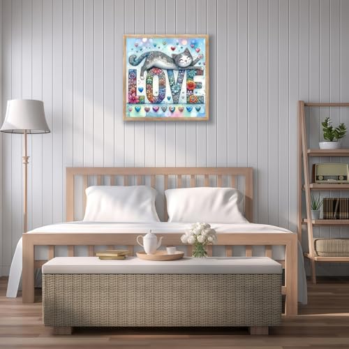 CHWGLFGG 5D Love Cat Diamond Art Kits for Adults Beginners 13.7X 13.7 Inch - color: KM574-1