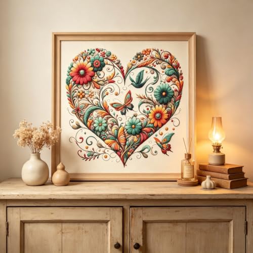 Flower Heart Diamond Painting Kits for Adults, Butterfly Diamond Art - color: KM1264-1