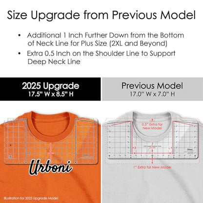 Tshirt Ruler Guide for Heat Press, Upgraded XL Vinyl HTV DTF Alignment - size: Upgraded Model (1 pack)
