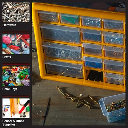 Stalwart 30-Drawer Plastic Small Parts Organizer, Yellow