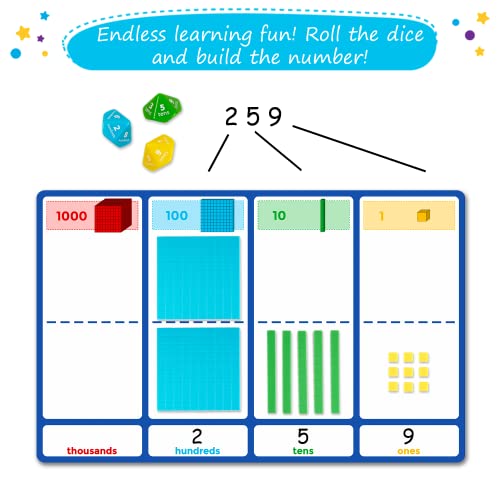 Simply magic 140+1 PCS Colorful Base Ten Blocks & Activities - Math Cubes