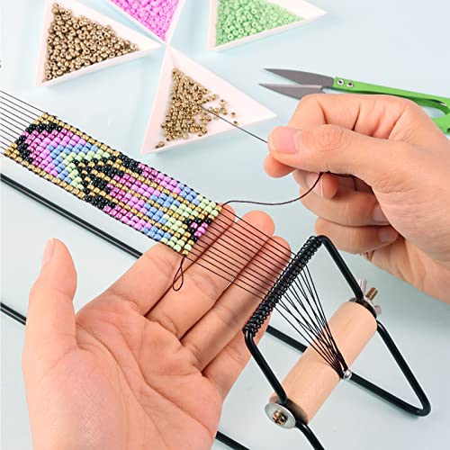 PP OPOUNT Bead Loom Kit, Beading Supplies with 9700 PCS Seed Beads, Tray, Scissors Making Accessories, Beading Loom Kits for Adults Jewelry Making Bracelets Belts - size: 9700 PCS