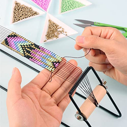 PP OPOUNT Bead Loom Kit, Beading Supplies with 9700 PCS Seed Beads, Tray, Scissors Making Accessories, Beading Loom Kits for Adults Jewelry Making Bracelets Belts - size: 9700 PCS