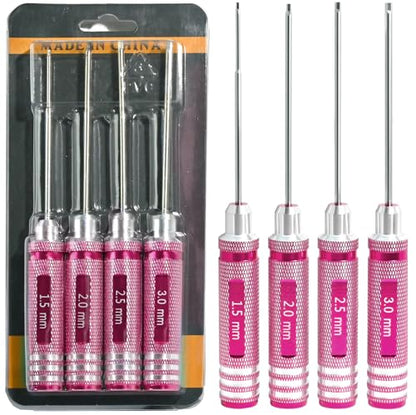 4Pcs RC Hex Drivers 1.5 2.0 2.5 3.0mm Screwdriver Hex Tool Kit - color: Pink