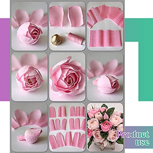 Gersoniel 57 Pcs Crepe Paper DIY Kit for Flower Making, Purple and Green - color: Purple and Green