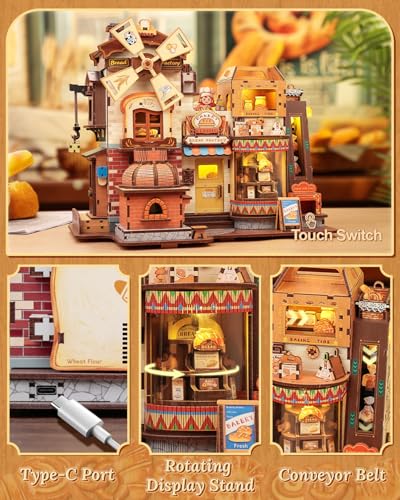 CUTEBEE Book Nook, 3D Wooden Puzzle for Adults,576 Pcs (Bread Factory) - color: Bread Factory