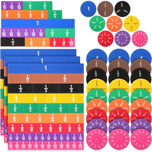 Sayglossy 6 Sets Fraction Tiles Circles Math Manipulatives for Kids