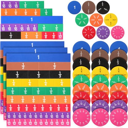 Sayglossy 6 Sets Fraction Tiles Circles Math Manipulatives for Kids