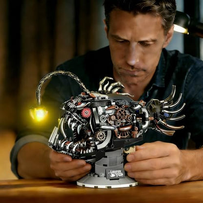 Mechanical Angler Fish Building Set, Compatible with Lego for Adult, Creative Ocean Perfect as an Office or Home décor for Adults(1038PCS) - style: Lantern