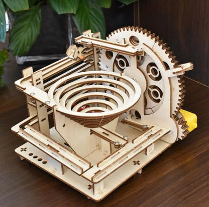 3D Puzzle Marble Run for Adults Wooden Mode Kits Wood Engineering Project - style: Spiral track