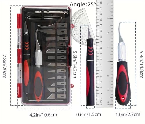 19 pack Craft Knife Hobby Knife with Anti-Slip Handle Engraving Tool hobby for Art Modeling hobby for Art Modeling Scrapbooking Precision Cutting Blade Assortment, Screwdriver and Twizzers case