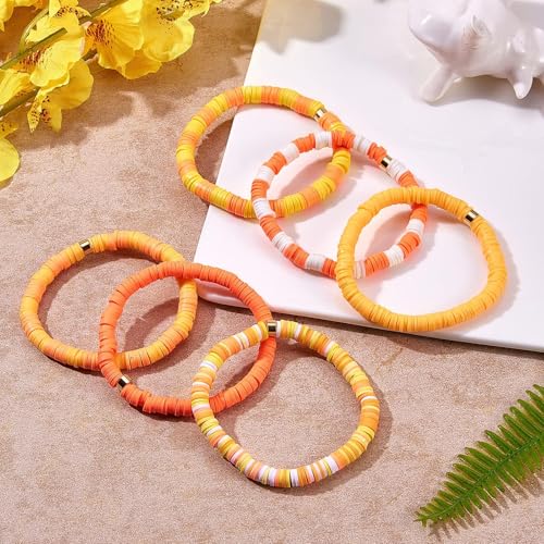 3500Pcs Yellow Clay Beads for Bracelets Making 6mm Heishi Polymer Clay Bead, Flat Round Disc for Jewelry Making Yellow Bead Making Kit - color: Yellow