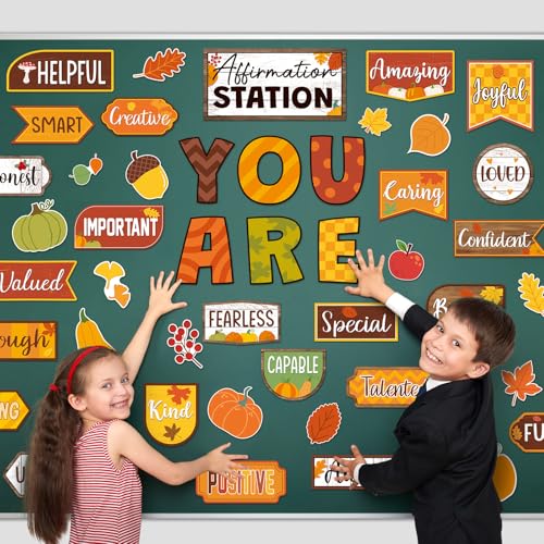 45pcs Fall Affirmation Station Bulletin Board Set Classroom Decor - style: Autumn