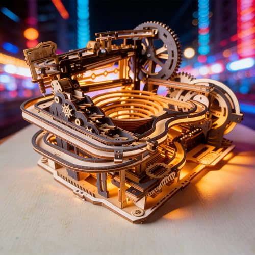 3D Wooden Puzzles for Adults Wood Marble Run DIY Mechanical Craft Model Kit
