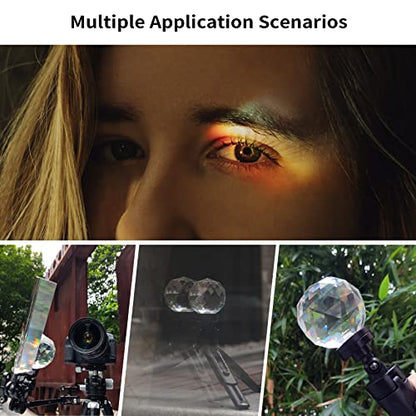 Meking 3pcs Photography Prism Set with Mini Tripod, Optical Crystal Prism - color: Transparent style