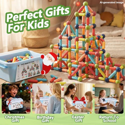 COUOMOXA Magnetic Building Blocks STEM for Kids: Educational Magnetic Set for 6-9+Years Old for Boys Girls - Construction Toys for Early Development Learning for Kids - style: 110 PCS