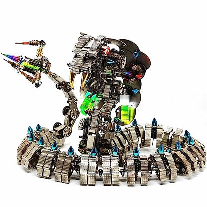 3D Metal Puzzles for Adults Mechanical King Cobra Models with Light, Colorful 3D Metal Model Kits to Build with Tool, DIY Assembly Desktop Toys Gifts - color: Silver