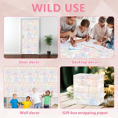 Graffiti Wall Bulletin Board Paper Roll Pastel Brick Gradient Stone Bulletin Board Background Back to School Classroom Decor Poster for Art Craft DIY Projects Home Office Party Supplies 17.7in x 20ft - style: Pastel Brick