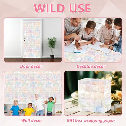 Graffiti Wall Bulletin Board Paper Roll Pastel Brick Gradient Stone Bulletin Board Background Back to School Classroom Decor Poster for Art Craft DIY Projects Home Office Party Supplies 17.7in x 20ft - style: Pastel Brick